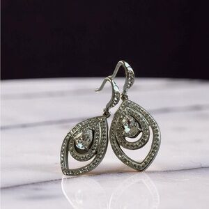 Silver Tear Drop 925 Swarovski Earrings Women Jewelry Faint Marks On Back & Box